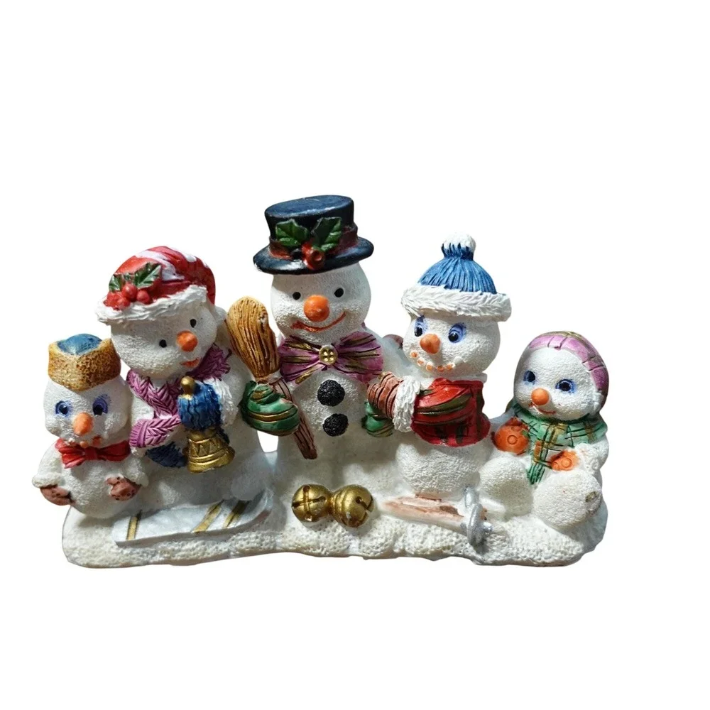 Christmas Snowman Family‎ Figurine Winter Holiday Tabletop Decor 5 Inch Resin